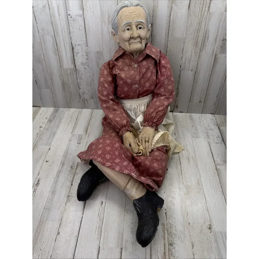 William Wallace Grandpa & Grandma Porcelain Dolls Farmer 32” Porch Patio Decor